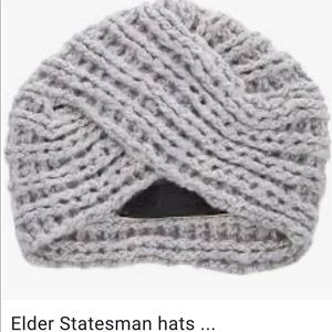 Cult brand Elder Statesman cashmere turban hat.